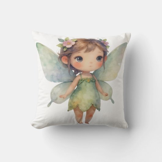 Enchanted Woodland Fairy: pastel green Sprite クッション (正面)