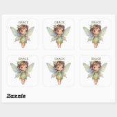 Enchanted Woodland Fairy: pastel green Sprite スクエアシール (シート)