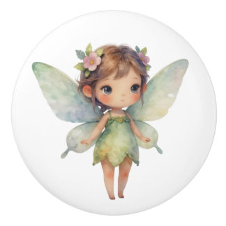 Enchanted Woodland Fairy: pastel green Sprite セラミックノブ