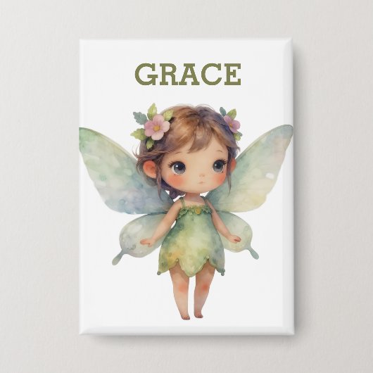 Enchanted Woodland Fairy: pastel green Sprite 缶バッジ (正面)