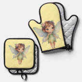 Enchanted Woodland Fairy: pastel green Sprite 鍋つかみ&鍋敷きセット (正面/裏面)