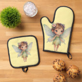 Enchanted Woodland Fairy: pastel green Sprite 鍋つかみ&鍋敷きセット (トップダウン)