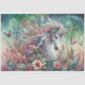 Enchanted Woodland Unicorn Butterflies Decoupage  薄葉紙 (正面)