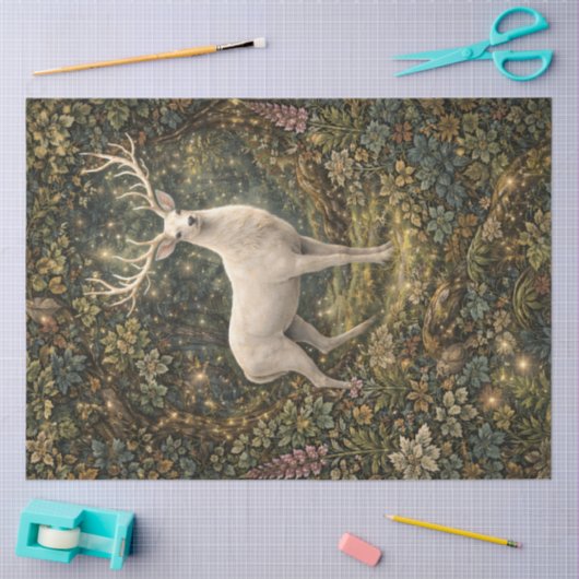 Enchanted Woodland White Stag Tissue Paper 薄葉紙 (クラフト)
