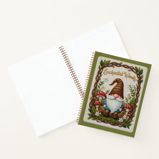 Enchanted Woods Embroidered Forest Gnome Journal ノートブック (内部)