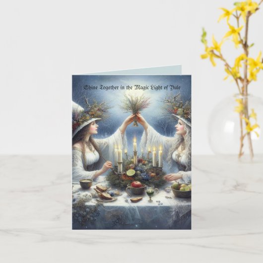 Enchanted Yule Celebration Flat Holiday Card カード (黄色い花)