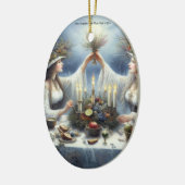 Enchanted Yule Celebration Flat Holiday Card セラミックオーナメント (左)