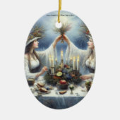 Enchanted Yule Celebration Flat Holiday Card セラミックオーナメント (正面)