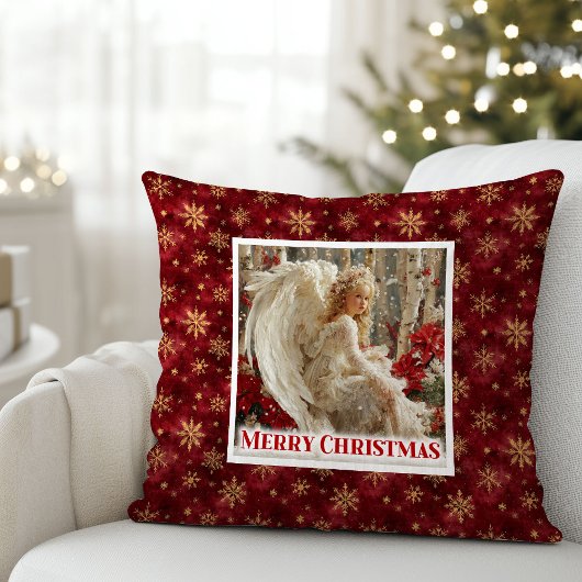 Enchanting Angel Red Gold Cozy Christmas Gift   クッション