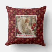 Enchanting Angel Red Gold Cozy Christmas Gift   クッション (正面)