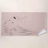 Enchanting Black Line Art Female Visual ビーチタオル (正面)