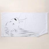 Enchanting Black Line Art Female Visual ビーチタオル (正面)