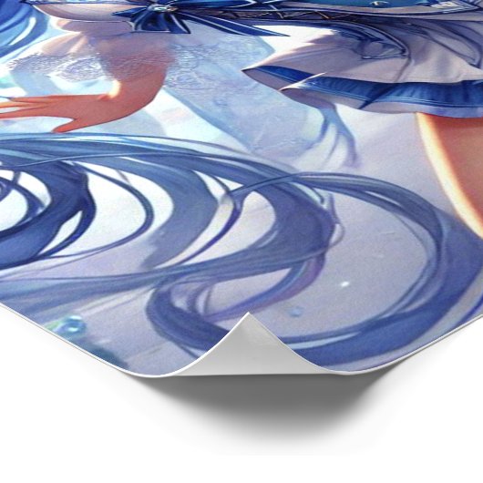 Enchanting Blue-Haired Fairy with Emerald Eyes ポスター (角)