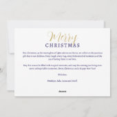 Enchanting Christmas Dark Blue & Gold Snowflakes  シーズンカード (裏面)