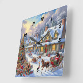 Enchanting Christmas Village Scene スクエア壁時計 (傾斜)
