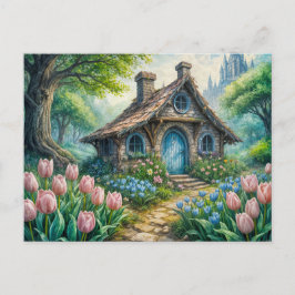 Enchanting Cottage with Tulip Garden ポストカード