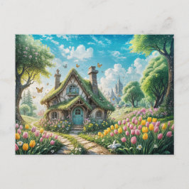 Enchanting Cottage with Tulip Garden ポストカード
