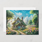 Enchanting Cottage with Tulip Garden ポストカード (正面/裏面)
