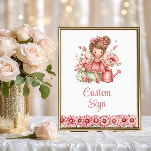 Enchanting Fairy Girl Blush Floral Birthday Custom ポスター