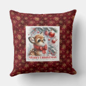 Enchanting Fawn Forest Scene Cozy Gift Christmas  クッション (裏面)