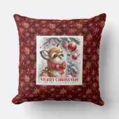 Enchanting Fawn Forest Scene Cozy Gift Christmas  クッション (正面)