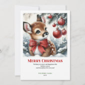 Enchanting Fawn Watercolor Christmas Forest Card  シーズンカード (正面)