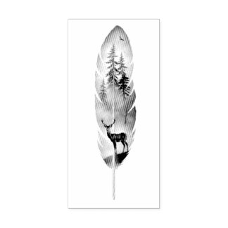 Enchanting Feather with Deer Buck Artwork ラバースタンプ