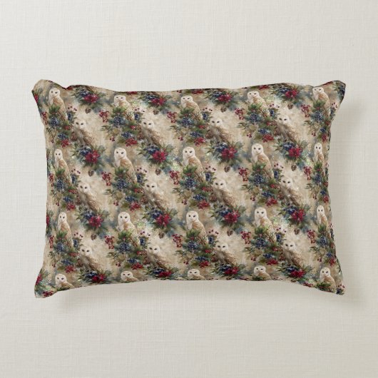 Enchanting Floral Owl アクセントクッション (正面)
