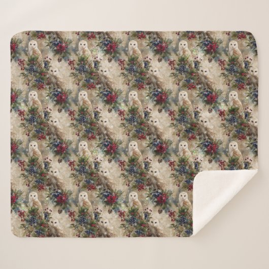 Enchanting Floral Owl シェルパブランケット (正面(横))