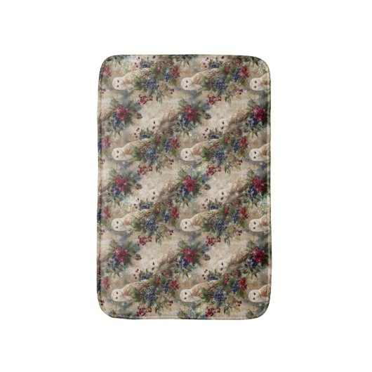 Enchanting Floral Owl バスマット (正面縦)