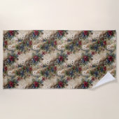 Enchanting Floral Owl ビーチタオル (正面)