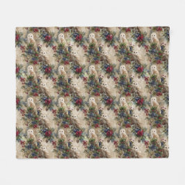 Enchanting Floral Owl フリースブランケット