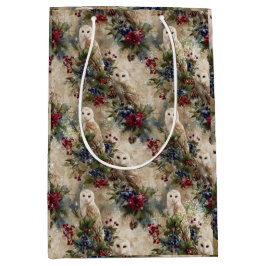 Enchanting Floral Owl ミディアムペーパーバッグ