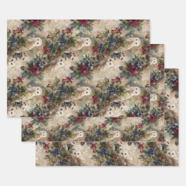Enchanting Floral Owl ラッピングペーパーシート