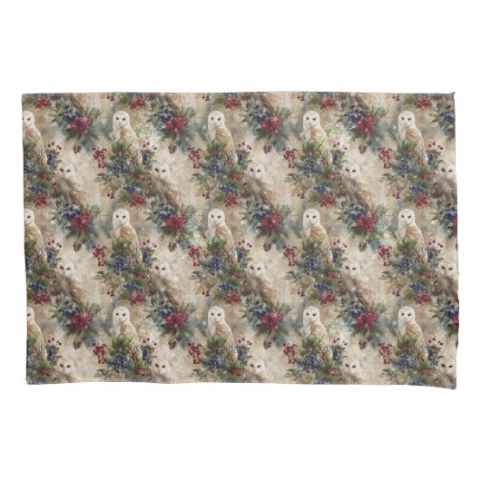 Enchanting Floral Owl 枕カバー (正面)