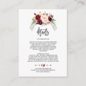Enchanting Floral Wedding Details in Burgundy エンクロージャーカード (正面)