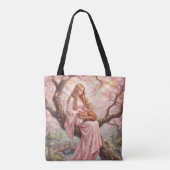 Enchanting Fox & Lady Under Cherry Blossoms Tote B トートバッグ (裏面)