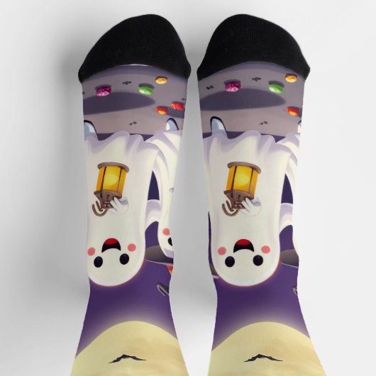 Enchanting Ghost Socks – Irresistibly Spooky Fun ソックス (上部)