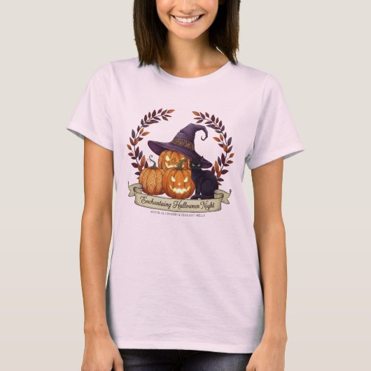 Enchanting Halloween Nights Witch Pumpkin T-Shirt Tシャツ (正面)