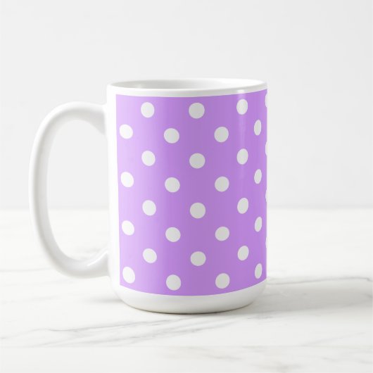 Enchanting Lavender And White Polka Dots コーヒーマグカップ (左)