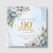 Enchanting Light Blue Gold 90th Birthday Book ゲストブック (正面)
