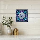 Enchanting  Monogram Teal Purple Swirls Decorative タイル
