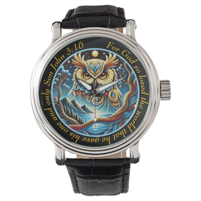 Enchanting Owl Timepiece Spiritual Wisdom 腕時計 (正面)