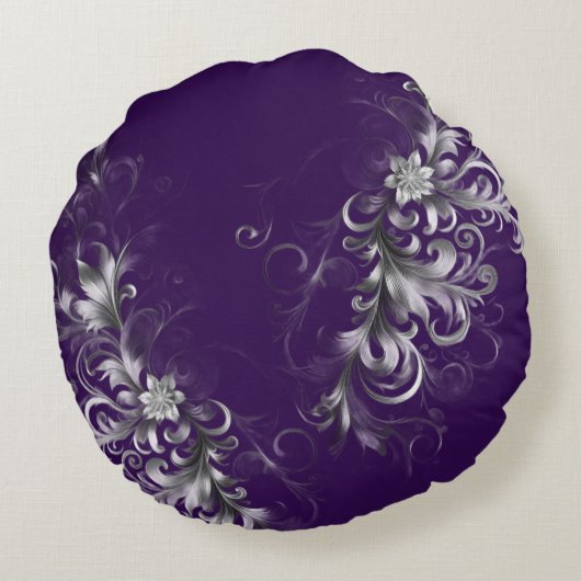 Enchanting Purple and Silver Accents  Round Pillow ラウンドクッション (裏面)