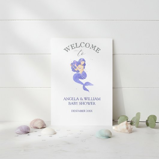 Enchanting Purple Mermaid Baby Shower Invitation 招待状