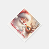 Enchanting Santa Rudolph Christmas Dinner Napkins スタンダードカクテルナプキン (角)
