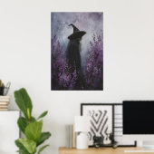 Enchanting Witch in Purple Flowers Art Printable ポスター (ホームオフィス)