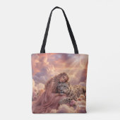 Enchanting Woman & Snow Leopard Cloud Fantasy Art  トートバッグ (裏面)