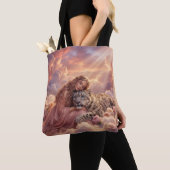 Enchanting Woman & Snow Leopard Cloud Fantasy Art  トートバッグ (クローズアップ)