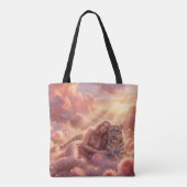 Enchanting Woman & Snow Leopard in Dreamy Clouds T トートバッグ (裏面)